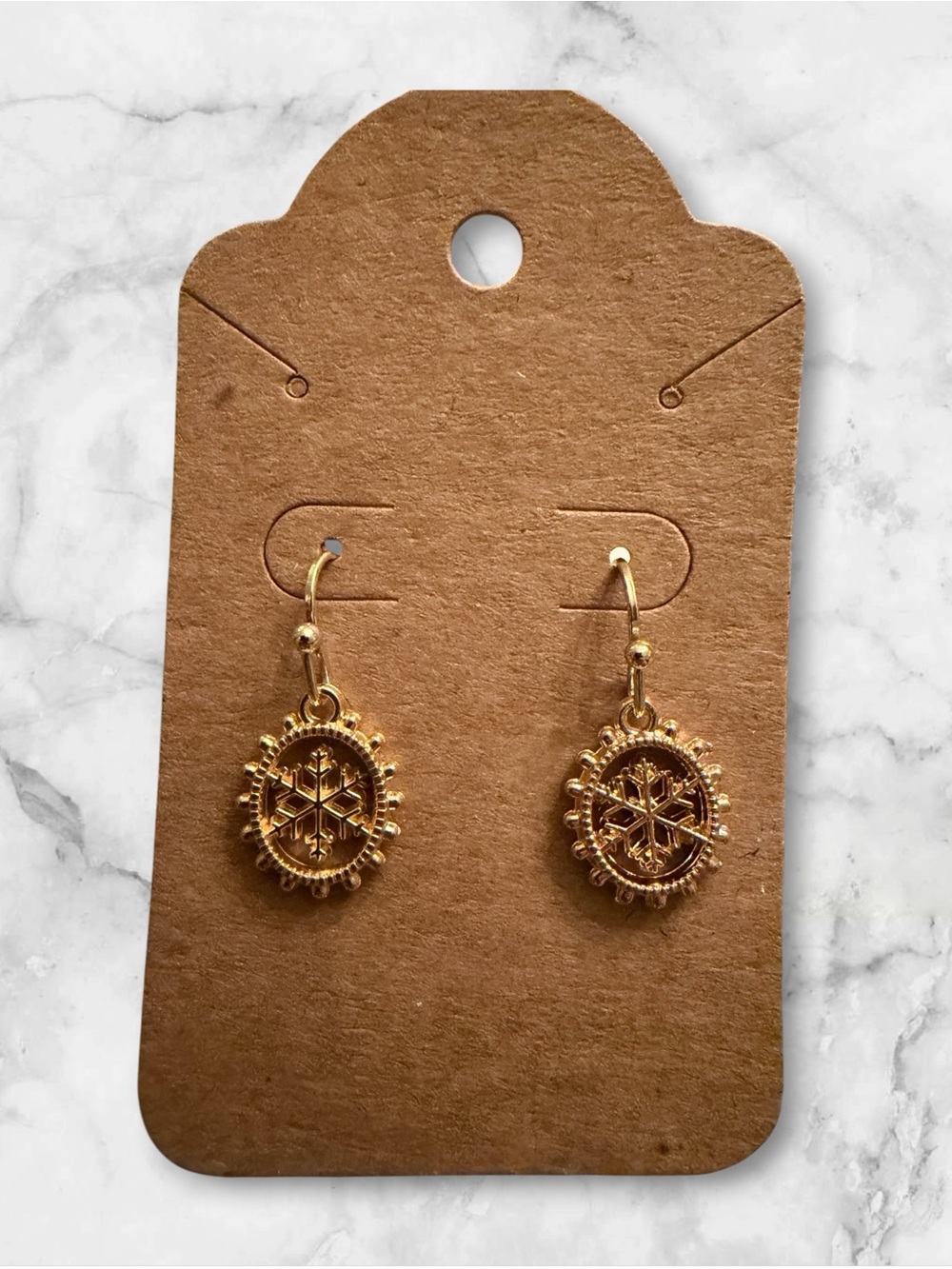 Gold Snowflake Drop Earrings for Women